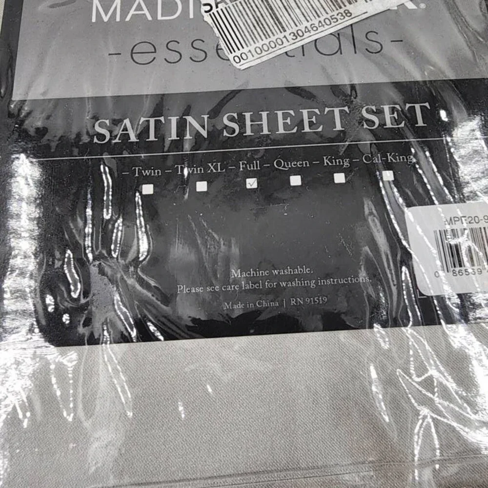 Madison Park Satin 6 pcs Polyester Full Luxury Sheet Set Full Light Grey